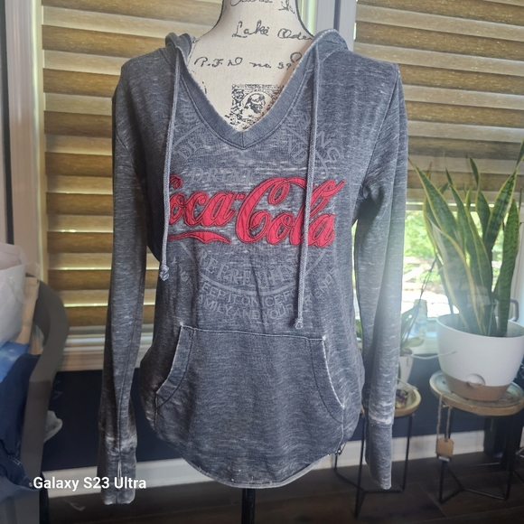 Coca Cola Women's Gray and Red Hoodie - Picture 2 of 7